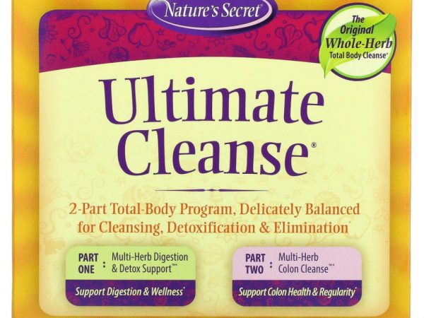 Nature's Secret, Ultimate Cleanse, состоящая из 2 частей программа для всего тела, 2 флакона по 120 таблеток в каждом