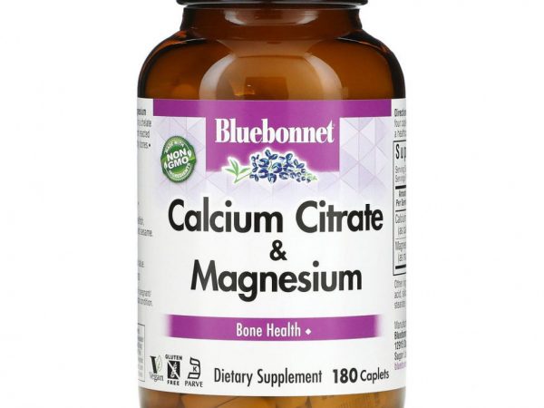 Bluebonnet Nutrition, цитрат кальция с магнием, 180 капсул