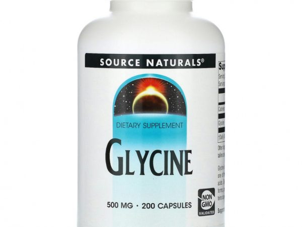 Source Naturals, глицин, 500 мг, 200 капсул