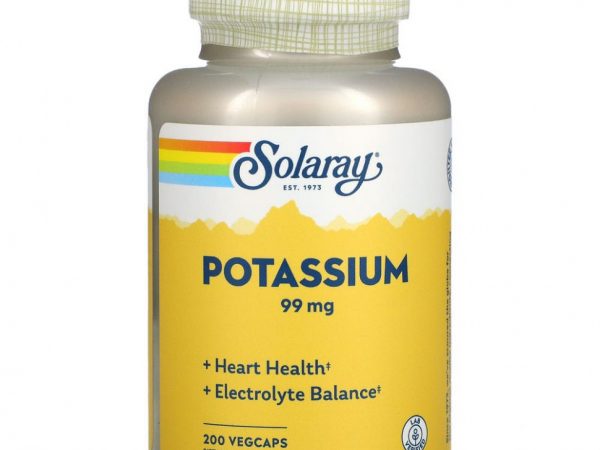 Solaray, калий, 99 мг, 200 растительных капсул VegCaps
