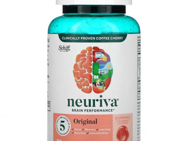 Schiff, Neuriva Brain Performance, оригинальный, со вкусом клубники, 50 жевательных таблеток