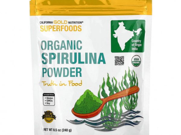 California Gold Nutrition, Superfoods, органический порошок спирулины, 240 г (8,5 унции)
