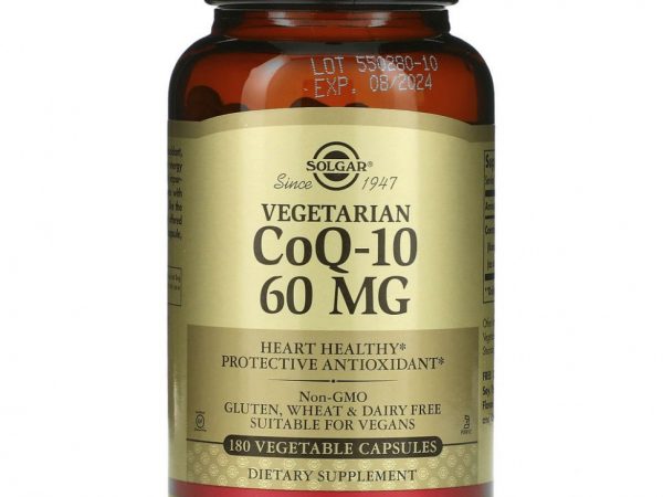Solgar, Вегетарианский CoQ-10, 60 мг, 180 растительных капсул