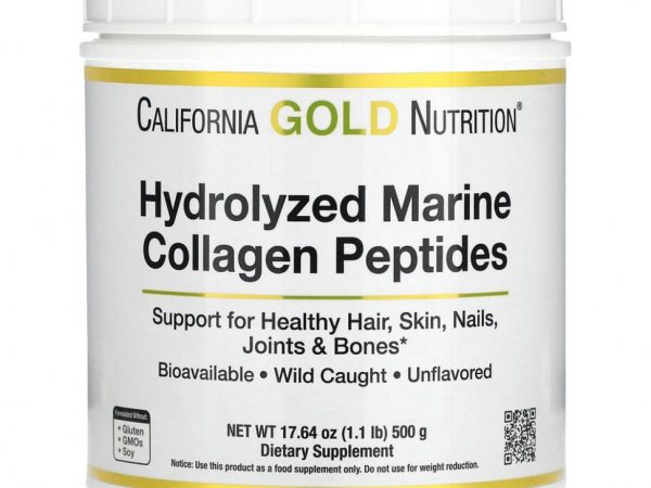California Gold Nutrition, гидролизованные пептиды морского коллагена, без добавок, 500 г (17,64 унции)
