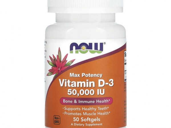 NOW Foods, витамин D3, 50 000 МЕ, 50 капсул