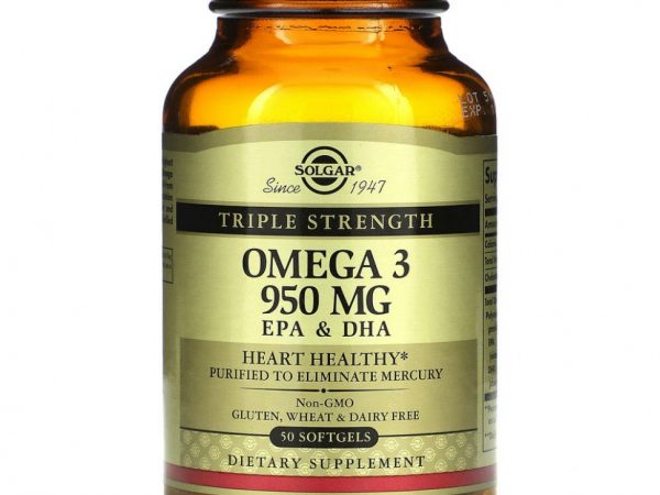 Solgar, омега-3, ЭПК и ДГК, тройной концентрации, 950 мг, 50 капсул