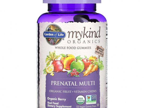 Garden of Life, MyKind Organics, пренатальные мультивитамины, со вкусом ягод, 120 веганских жевательных таблеток