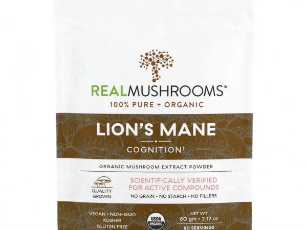 Real Mushrooms, Lion's Mane, Cognition, нерасфасованный порошок, 60 г (2,12 унции)