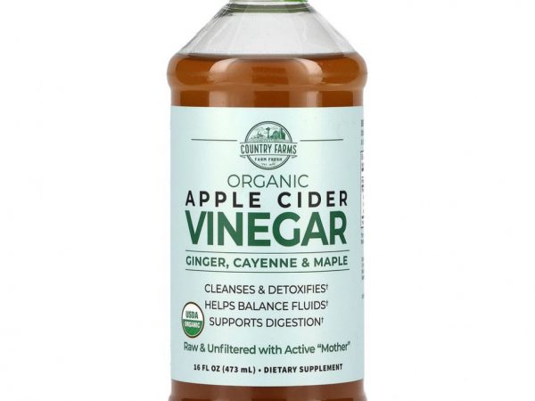 Country Farms, Органический яблочный уксус с имбирем, кайенский перец и клен, 16 ж. унц. (473 мл)