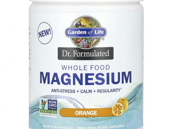 Garden of Life, Dr. цельнопищевой магний, порошок, с апельсиновым вкусом, 419,5 г (14.8 унций)