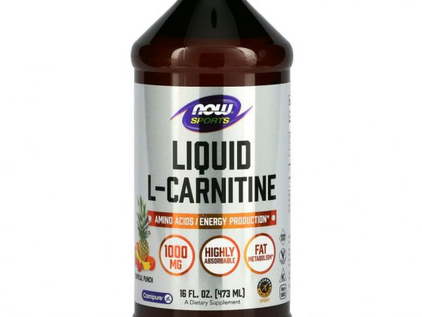 NOW Foods, Sports, жидкий L-карнитин, со вкусом тропических фруктов, 1000 мг, 473 мл (16 жидк. унций)