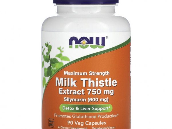 NOW Foods, Экстракт расторопши, максимальная эффективность, 750 мг, 90 растительных капсул