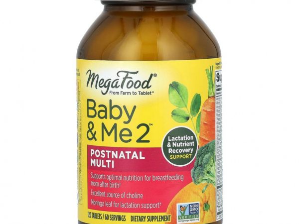 MegaFood, Baby & Me 2, мультивитамины для послеродового периода, 120 таблеток