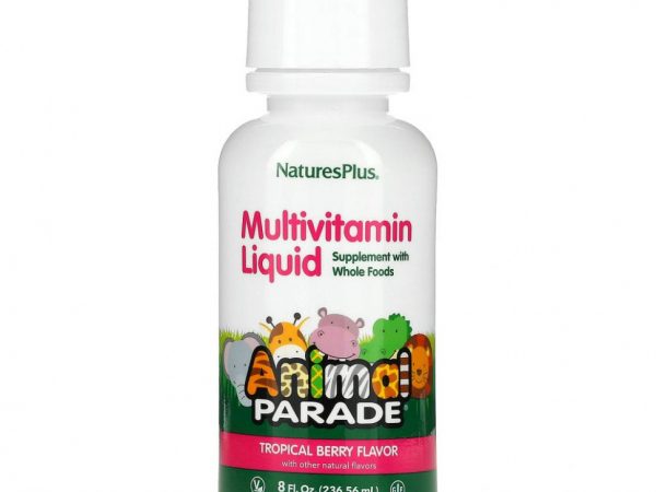 NaturesPlus, Source of Life, Animal Parade, жидкие мультивитамины для детей, вкус натуральных тропических ягод, 236,56 мл (8 жидк. унций)
