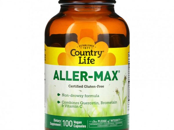 Country Life, Aller-Max, с кверцетином, бромелаином и витамином С, 100 вегетарианских капсул