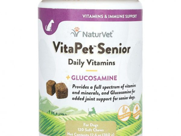 NaturVet, VitaPet Senior, ежедневные витамины и глюкозамин для собак, 120 жевательных таблеток, 360 г (12,6 унции)