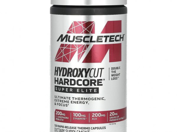 Muscletech, Hydroxycut Hardcore, Super Elite, 120 капсул с быстрым высвобождением