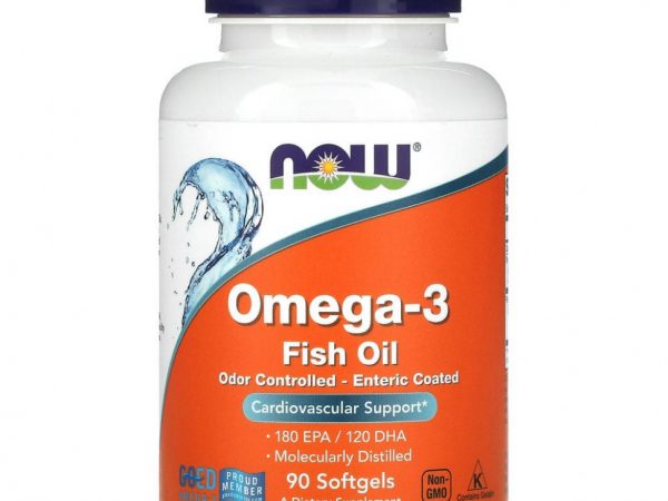 NOW Foods, Рыбий жир с омега-3, 90 мягких таблеток