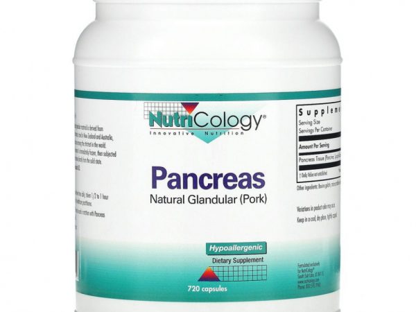 Nutricology, поджелудочная железа, натуральные железы (свинина), 720 капсул