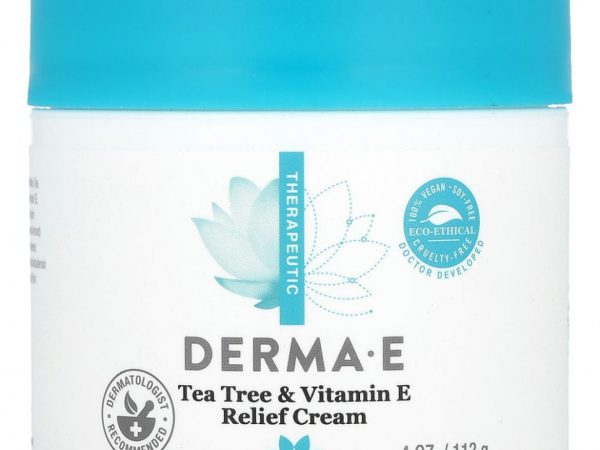 Derma E, Успокаивающий крем с маслом чайного дерева и витамином Е, 113 г (4 унции)