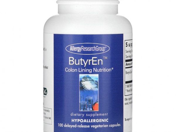 Allergy Research Group, ButyrEn, 100 вегетарианских капсул с отсроченным высвобождением