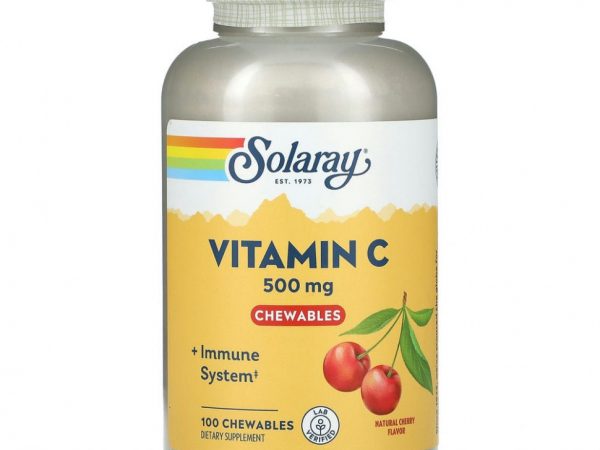 Solaray, жевательные таблетки с витамином C, вкус натуральной вишни, 500 мг, 100 шт.