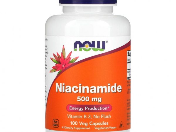 NOW Foods, никотинамид, 500 мг, 100 вегетарианских капсул