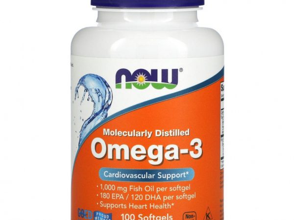 NOW Foods, жирные кислоты омега-3, 180 ЭПК / 120 ДГК, 100 капсул