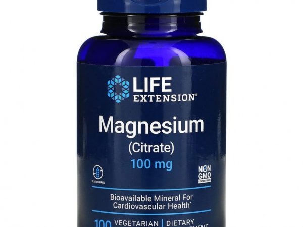 Life Extension, магний (цитрат), 100 мг, 100 вегетарианских капсул