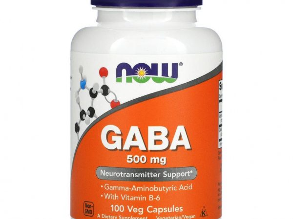 NOW Foods, ГАМК с витамином B6, 500 мг, 100 вегетарианских капсул