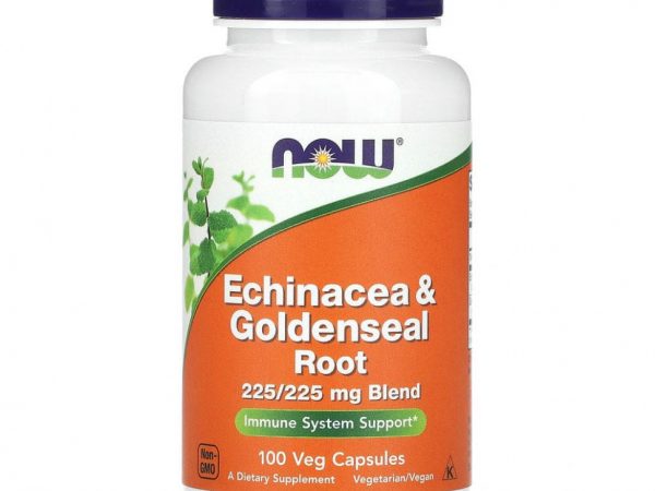 NOW Foods, эхинацея и корень желтокорня, 100 растительных капсул