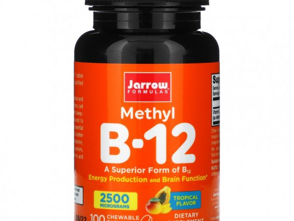 Jarrow Formulas, метил B-12, тропический вкус, 2500 мкг, 100 жевательных таблеток