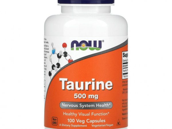 NOW Foods, таурин, 500 мг, 100 растительных капсул