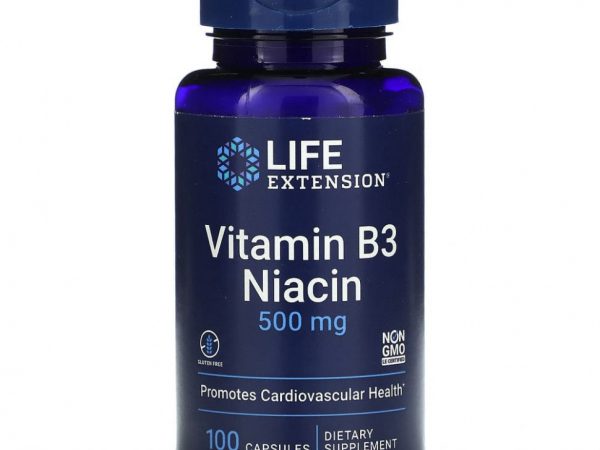 Life Extension, витамин B3 (ниацин), 500 мг, 100 капсул