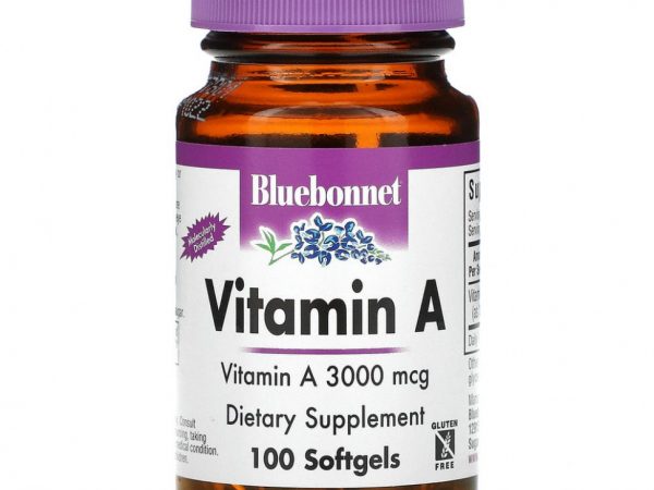 Bluebonnet Nutrition, витамин A, 3000 мкг, 100 капсул