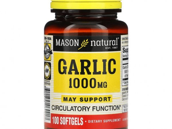Mason Natural, Масло чеснока, 1000 мг, 100 мягких таблеток