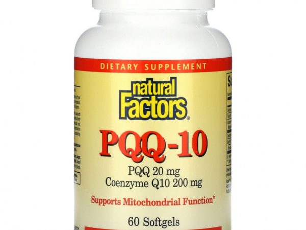 Natural Factors, PQQ-10, пирролохинолинхинон 20 мг, коэнзим Q10 200 мг, 60 капсул