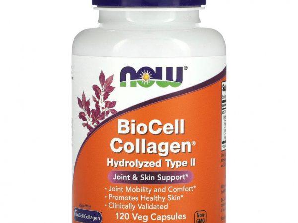NOW Foods, BioCell Collagen, гидролизованный тип 2, 120 растительных капсул