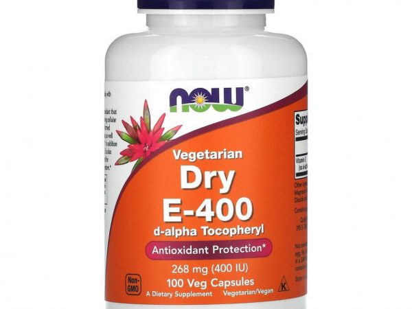 NOW Foods, витамин E-400, вегетарианский продукт, 268 мг (400 МЕ), 100 вегетарианских капсул