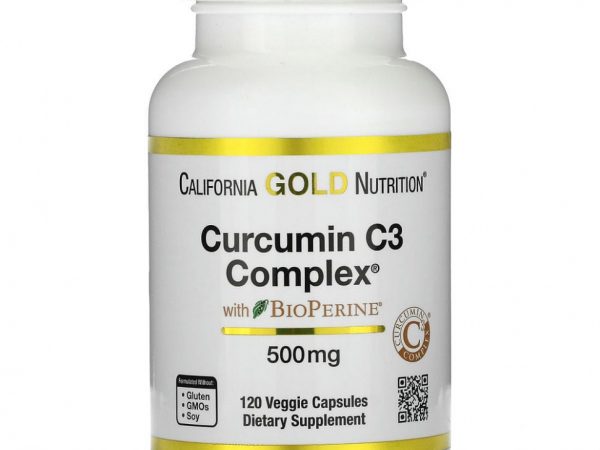 California Gold Nutrition, Curcumin C3 Complex с экстрактом BioPerine, 500 мг, 120 растительных капсул
