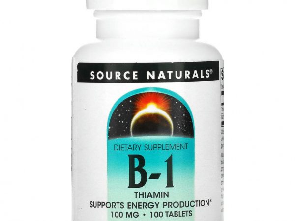 Source Naturals, витамин B1, тиамин, 100 мг, 100 таблеток
