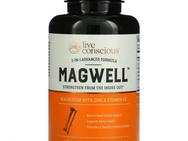Live Conscious, MagWell, улучшенная формула 3 в 1, 120 капсул