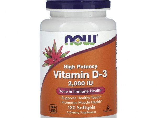 NOW Foods, витамин D3, 50 мкг (2000 МЕ), 120 капсул