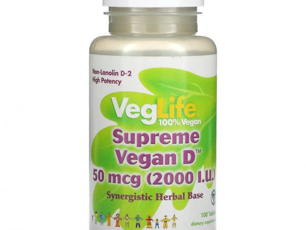 VegLife, Supreme Vegan D, 2000 МЕ, 100 таблеток