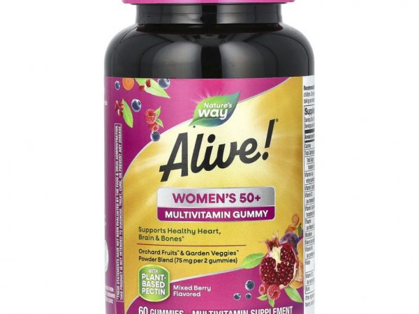 Nature's Way, Alive! Alive!, жевательные витамины для женщин после 50 лет, со вкусом фруктов, 60 жевательных таблеток