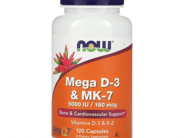 NOW Foods, Mega D-3 и MK-7, 120 капсул