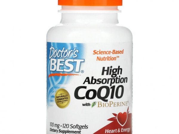 Doctor's Best, коэнзим Q10 с высокой степенью всасывания с BioPerine, 100 мг, 120 капсул