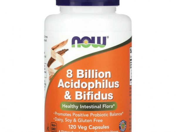 NOW Foods, 8 млрд ацидофильных и бифидобактерий, 120 вегетарианских капсул
