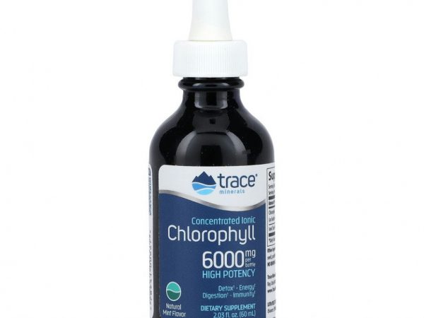 Trace Minerals ®, Концентрированный ионный хлорофилл, натуральная мята, 6000 мг, 59 мл (2 жидк. Унции)