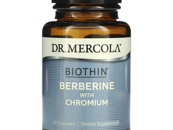 Dr. Mercola, Biothin, берберин с хромом, 30 капсул